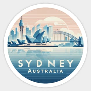 Stylish Sydney Australia sticker with Opera House and Harbour Bridge - perfect for travel enthusiasts and tourism fans Sticker